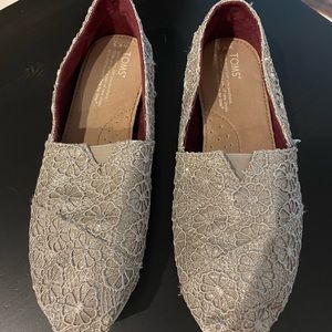 Toms Crochet Flower Glitter flats